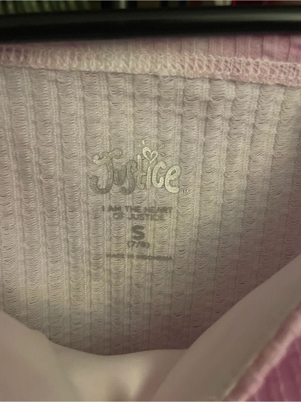 Justice Pink and White Tie-Dye Ribbed Square Neck Tank